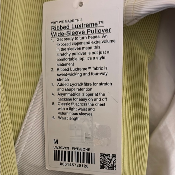 NWT Lululemon Athletica Long Sleeve Ribbed Luxtreme Wide Sleeved Pullover M - Picture 3 of 4